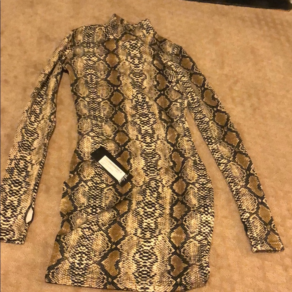 nasty gal snake high neck dress